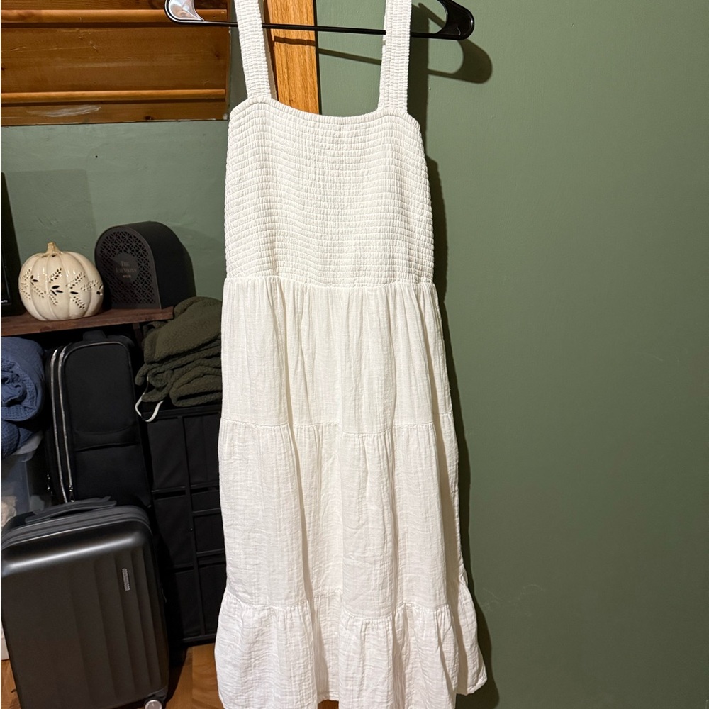 Quince 100% Organic Cotton Gauze Smocked Sleeveless Maxi Dress